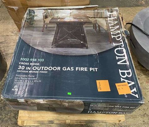 Hampton Bay Crossridge 30 50 000 BTU Antique Bronze Gas Fire Pit