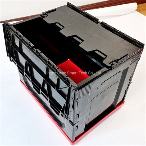 L Plastic Crates Folding Stackable Turnover Box With Lid Plastic