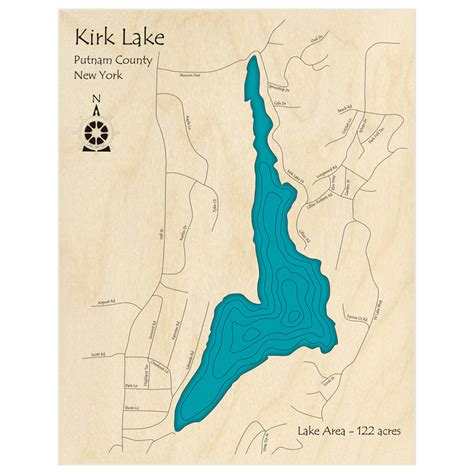 Kirk Lake 3d Custom Wood Map Lake Art Llc