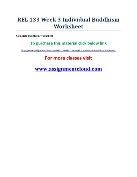 Rel 133 Week 3 Individual Buddhism Worksheet By Assignment Cloud Issuu