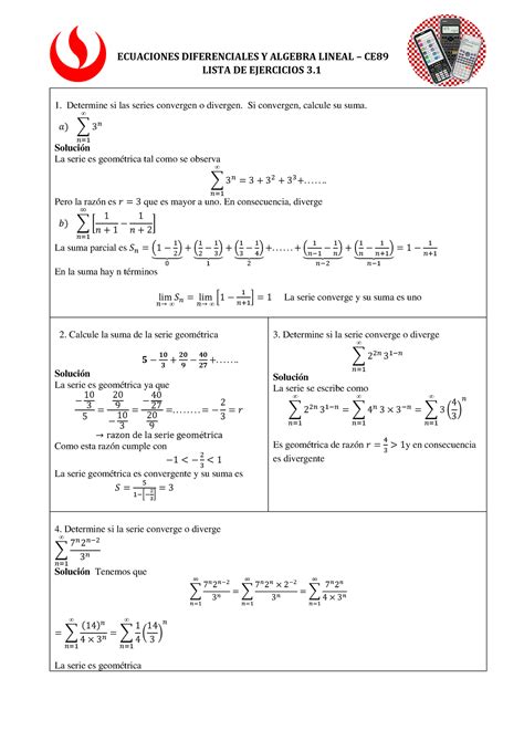 Lista De Ejercicios Tarea Ecuaciones Diferenciales Y Algebra