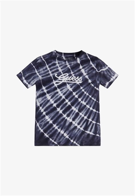 Guess Batik T Shirt Imprimé Mehrfarbig Grundton Blau Bleu Zalando Fr