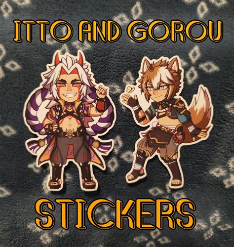 Itto And Gorou Genshin Impact Stickers Etsy Uk