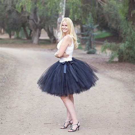 Any Color Adult Tutu Fashion Knee Length Tulle Skirt Autumn Chic Black Tutu Skirts For Women ...