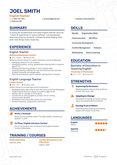 5 English Teacher Resume Examples And Guide For 2023