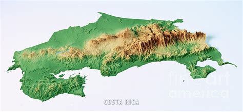 Costa Rica Topographic Map 3D View Isolated Greeting Card by Frank Ramspott