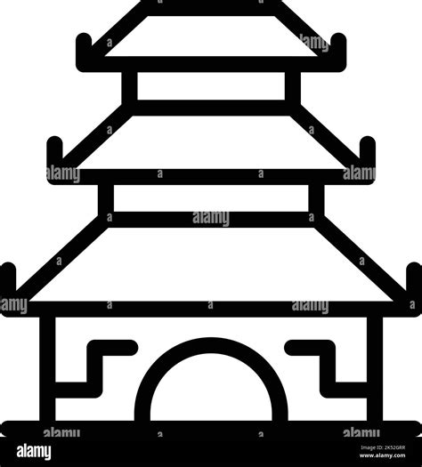 Shrine Pagoda Icon Outline Vector Chinese Temple Temple City Stock