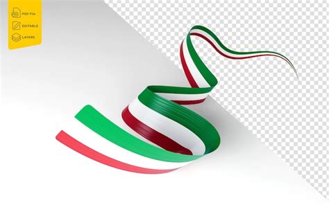 Premium PSD 3d Flag Of Italy 3d Wavy Shiny Italy Ribbon Isolated On