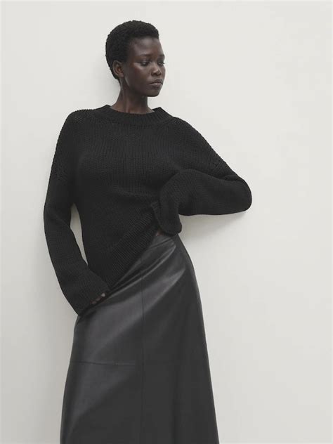 Black Nappa Leather Skirt · Black · Skirts Massimo Dutti