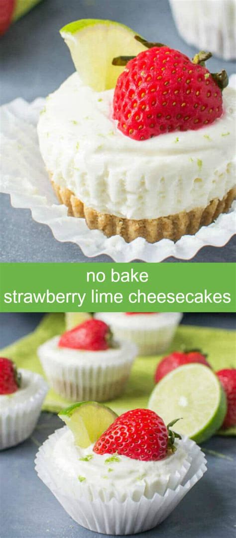 No Bake Strawberry Lime Cheesecakes Tastes Of Lizzy T