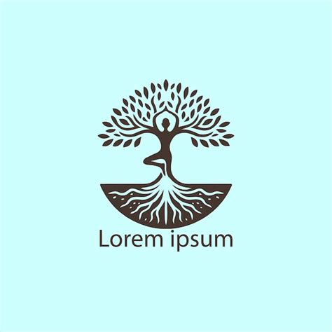 Un logotipo de yoga con un árbol y una persona haciendo Vector Premium