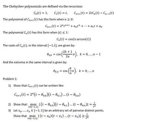 Solved The Chebyshev Polynomials Are Defined Via The