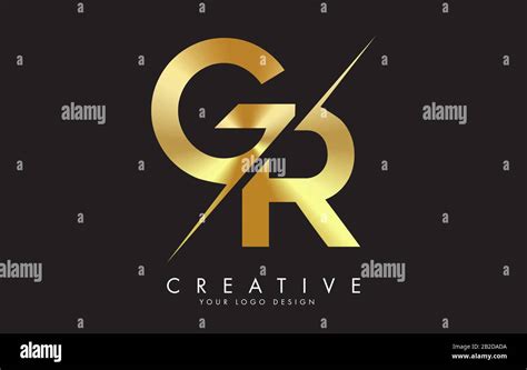 GR G R Golden Letter Logo Design With A Creative Cut Creative Logo