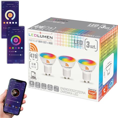 Ledlumen 3Xżarówka Led Gu10 5W Rgb Cct Wifi Tuya Smart Life ZES000291