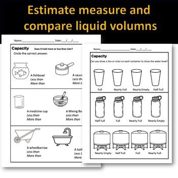 Measuring Volumes Capacity In Milliliters Liters Worksheets By MJ MAY