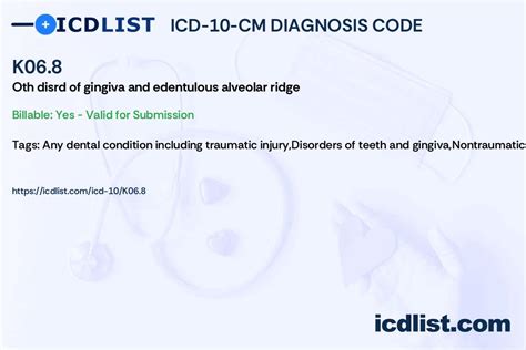 ICD 10 CM Diagnosis Code K06 8 Other Specified Disorders Of Gingiva