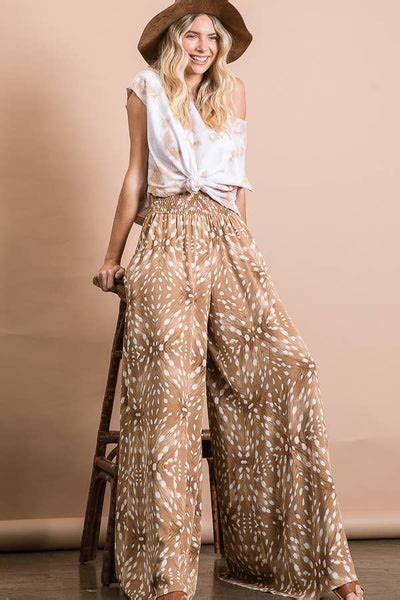 Bucketlist Print Smocked Waist Maxi Pants Girl Intuitive