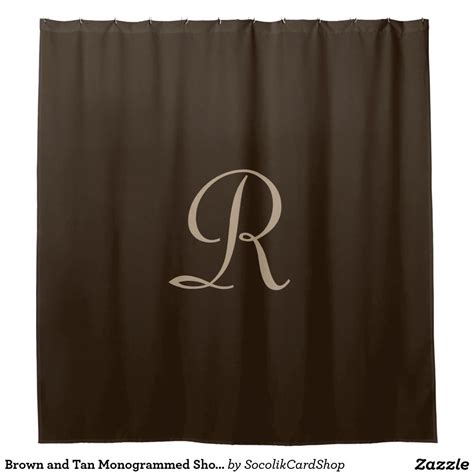 Brown And Tan Monogrammed Shower Curtain Shower Curtain