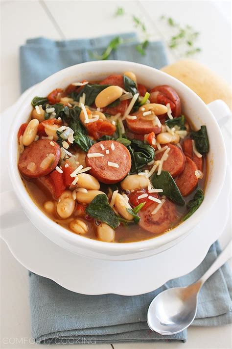 Smoked Sausage Spinach And White Bean Soup