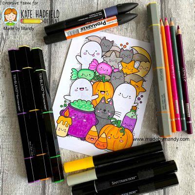 Creative Team Gallery Kawaii Halloween Colouring Page Kate Hadfield