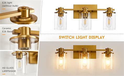 Bathroom Light Fixtures Gold Vanity Light 3 Light Wall Sconces Lighting Brushed Brass Bathroom