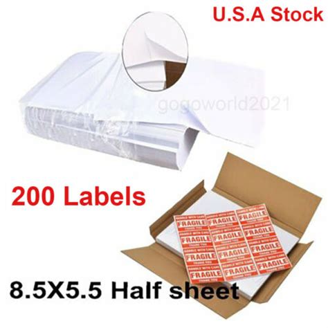 Shipping Labels X Half Sheets Blank Self Adhesive Per Sheet