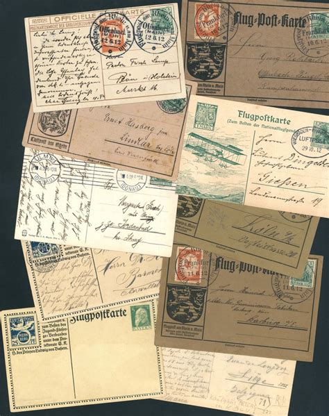 German Empire 1912 1913 10 Pioneer Airmail Receipts BAEC Rhein Main