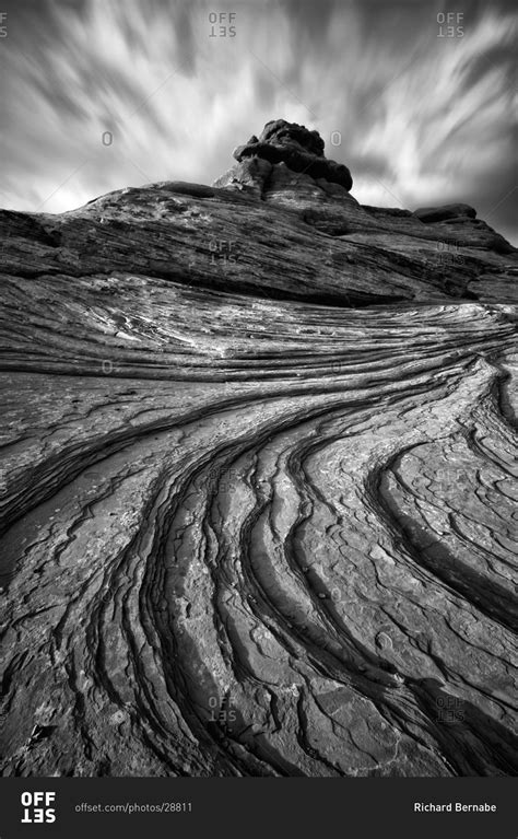 Black and white rock formation in Arches National Park, Utah, USA stock photo - OFFSET