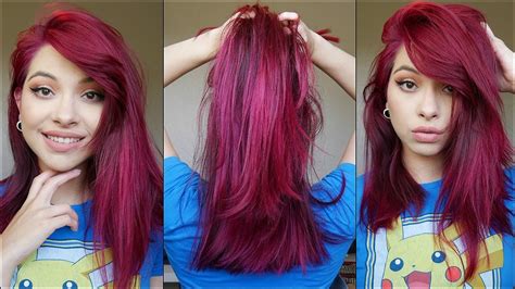 How I Dye My Hair Magenta Burgundy Red Youtube