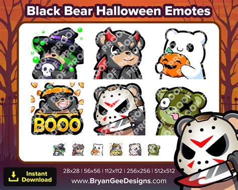 Black Bear Twitch Emotes Spooky Sip Devil Ghost Pumpkin Boo Etsy