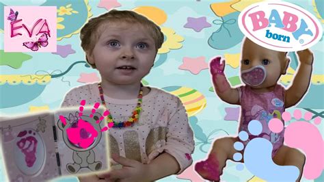 ♥ Кукла БЕБИ БОРН, БЕБИ БОН Эмили делает отпечатки ручек и ножек Игры ...