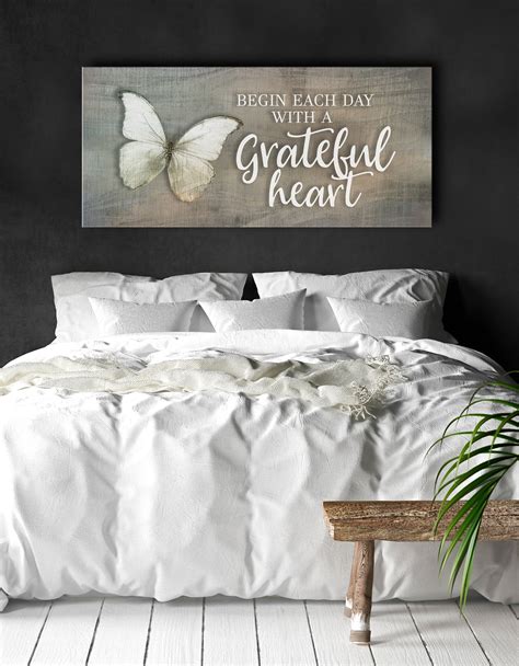 Home Wall Art Begin Each Day With A Grateful Heart V3 Wood Frame Rea