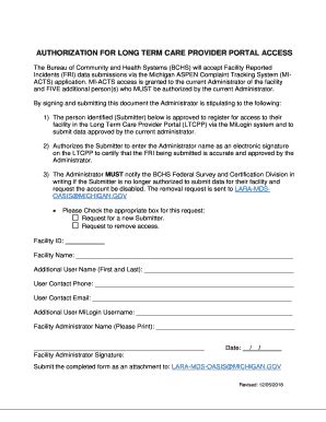 Fillable Online Long Term Care Provider Portal Authorization Form Fax