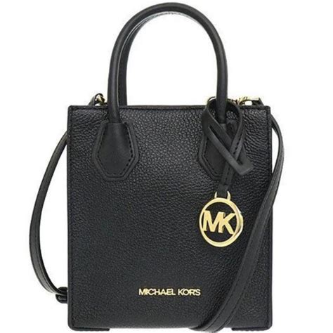 Michael Kors Mercer 迷你金標logo荔枝皮琴譜包斜背包 黑色 Pchome 24h購物