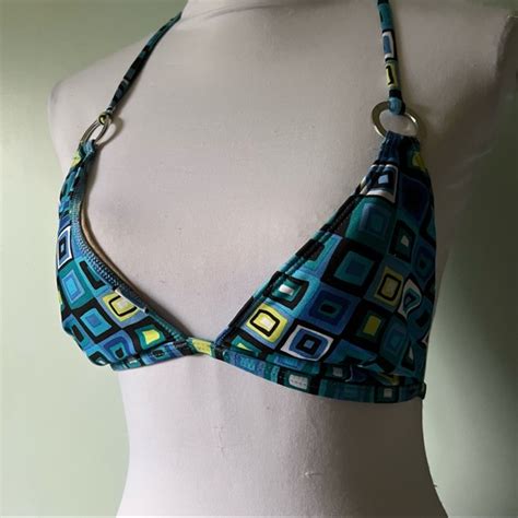 Vintage Swim Vintage 9s Geometric Neon Blue Yellow String Bikini