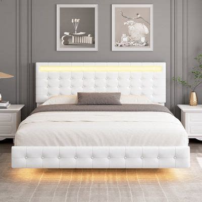 Ivy Bronx Tufted Low Profile Platform Bed Upholstered Metal Faux