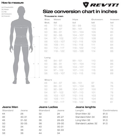 Revit Pants Size Chart A Visual Reference Of Charts Chart Master