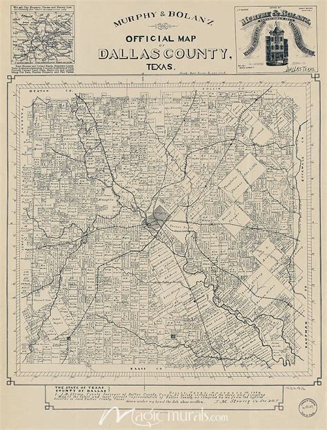 Dallas County 1886 Map Wallpaper Mural By Magic Murals