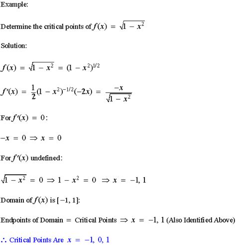 Applications Of Derivatives Critical Points