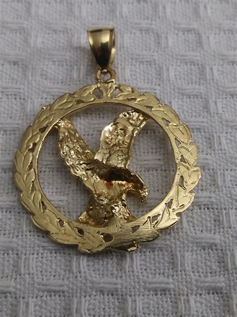 10K Solid Gold American Eagle Pendant Gem