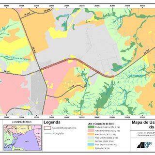 Mapa de uso e ocupação do solo da localidade DF 250 Fonte DER DF