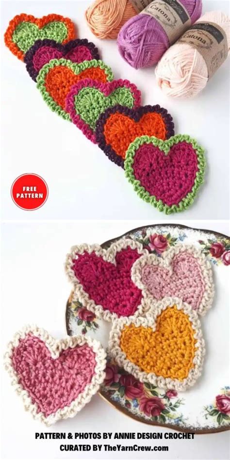 8 Free Easy Crochet Heart Coaster Patterns The Yarn Crew