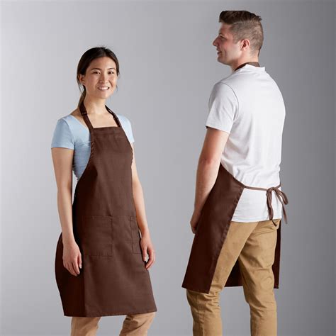 Choice Brown Poly Cotton Adjustable Bib Apron With 2 Pockets 32 X 30