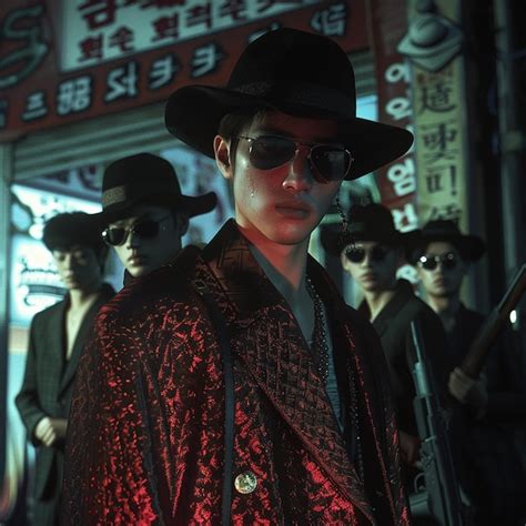 A Korean Mafia Boy With His Gang Premium Ai Generated Image