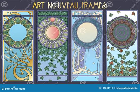 Art Nouveau Styel Decorative Frames Ilustración del Vector