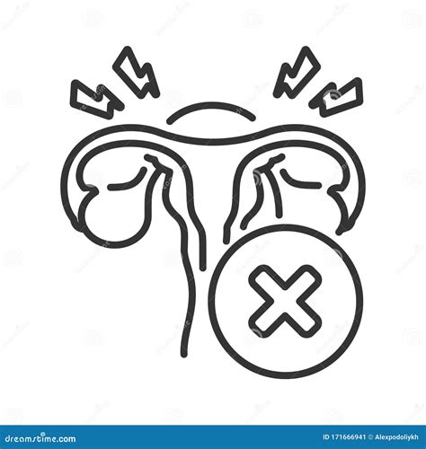 Infertility Line Black Icon Female Reproductive System Disease Sign