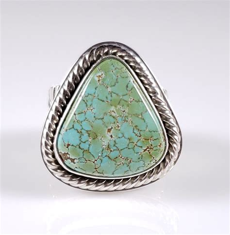 Sterling Silver Ring With Natural Rare Webbed Carico Lake Turquoise