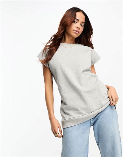 Asos Design Kurzärmliges Sweatshirt In Kalkgrau Asos