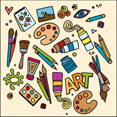 The Word Art Is Surrounded By Various Arts And Crafts Items