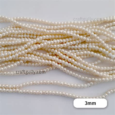 Buy 3mm Ivory Pearl Finish Glass Beads Online Cod Low Prices Premium Quality Free Shipping